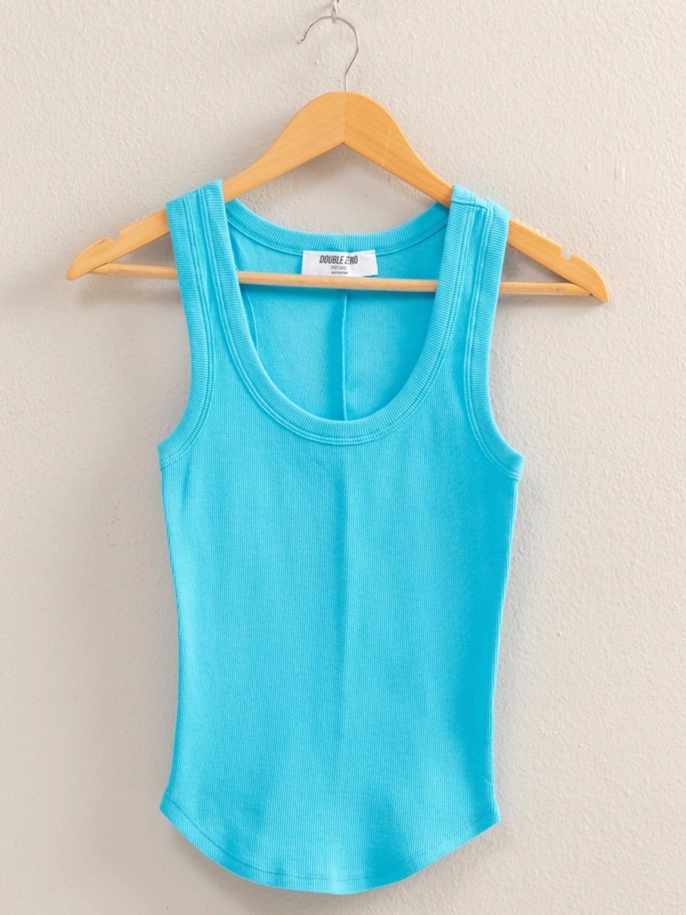 Double Zero Bright Turquoise Ribbed Tank Top